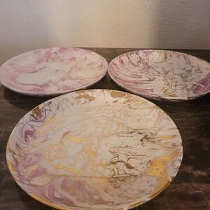 Sascha Brastoff Surf Ballet Pink Gold 8" Plates